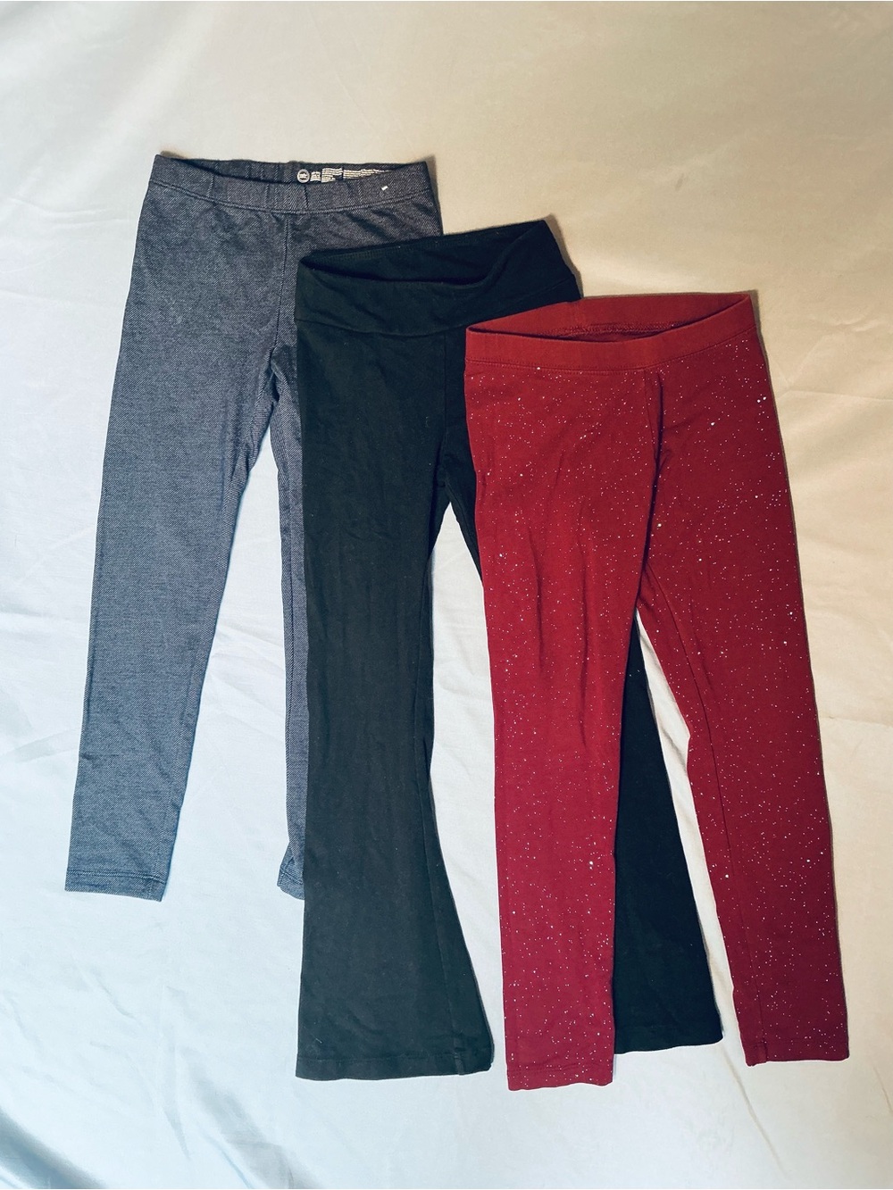 Cat & Jack Kids' Leggings Trio - Maroon, Black, Denim Blue